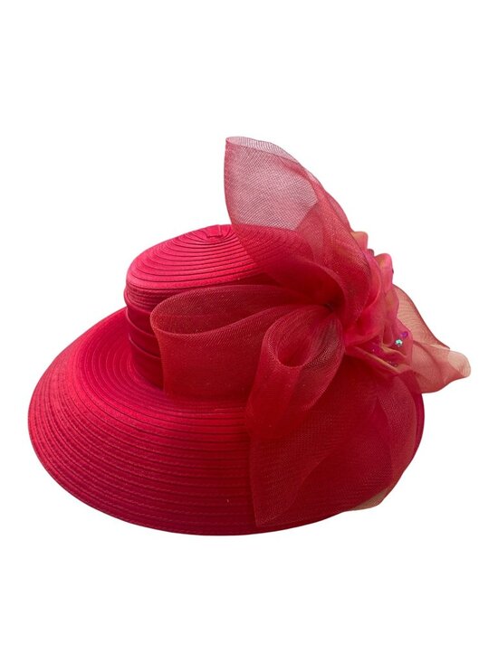 Whittall & Shon Womens Red Dress Hat With Decorative Flower main image 6